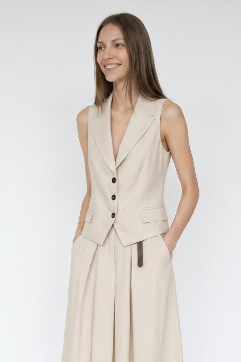 Gilet pattine 3 bottoni beige - Primavera Estate 2026 | Brend