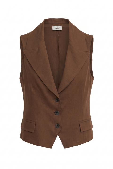 Gilet pattine 3 bottoni moka - Primavera Estate 2026 | Brend