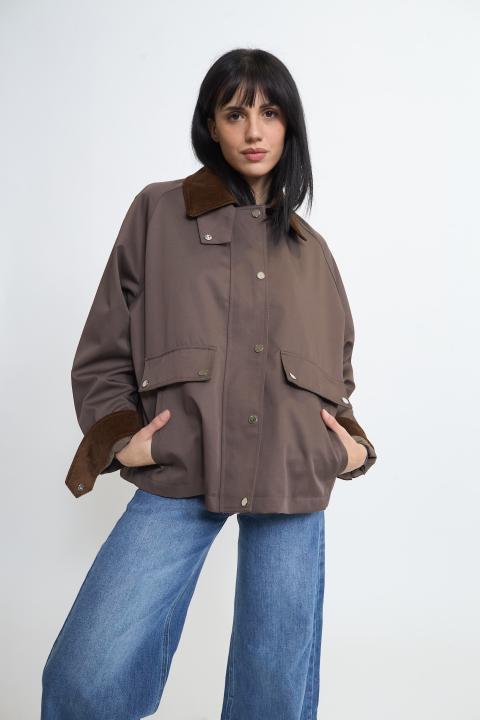 Giaccone dettagli velluto cioccolato - Primavera Estate 2026 | Brend