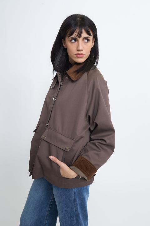 Giaccone dettagli velluto cioccolato - Primavera Estate 2026 | Brend