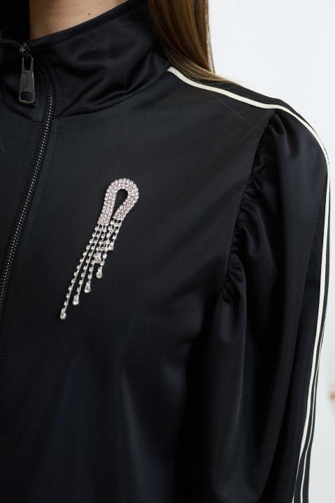 Giubbino bande laterali nero - Primavera Estate 2026 | Brend