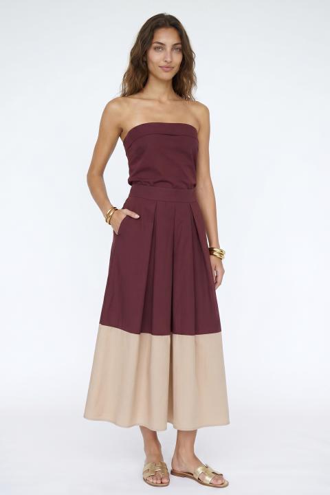 Gonna pieghe bicolor vino/beige - Primavera Estate 2026 | Brend