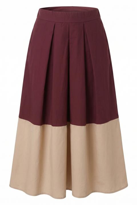 Gonna pieghe bicolor vino/beige - Primavera Estate 2026 | Brend