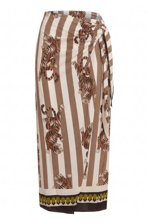 Gonna pareo viscosa fantasia tigre beige - Primavera Estate 2026 | Brend