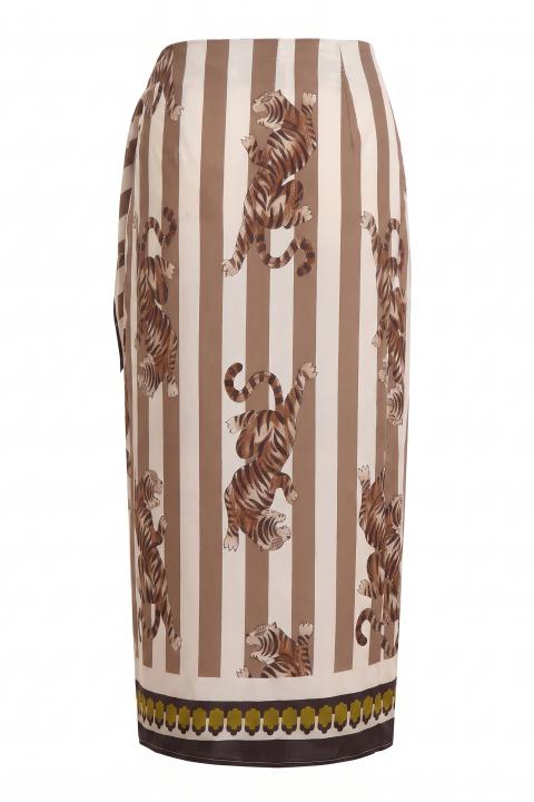 Gonna pareo viscosa fantasia tigre beige - Primavera Estate 2026 | Brend