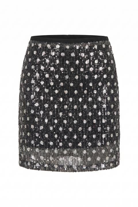Minigonna paillettes e pois nero/panna - Primavera Estate 2026 | Brend