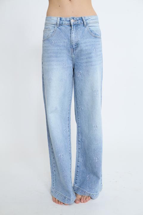 Jeans straight fiocchi strass delavato chiaro - Primavera Estate 2026 | Brend