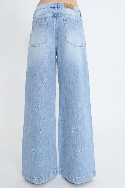 Jeans straight fiocchi strass delavato chiaro - Primavera Estate 2026 | Brend