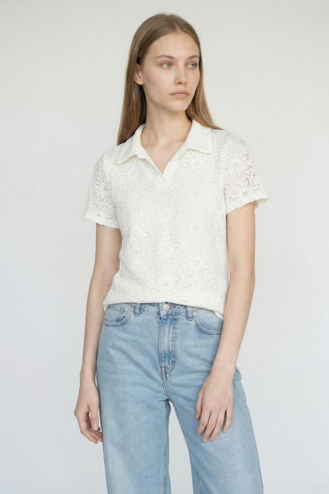 Maglia polo pizzo panna - Primavera Estate 2026 | Brend