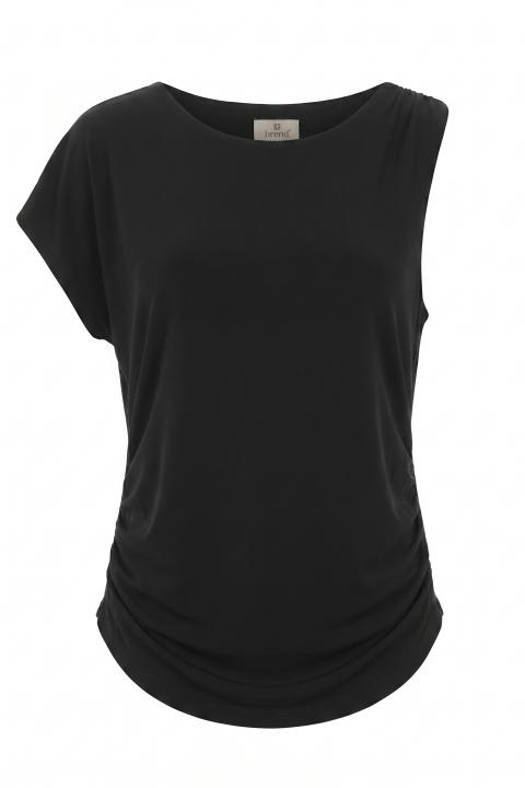 Maglia asimmetrica arricciature nero - Primavera Estate 2026 | Brend