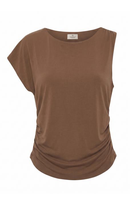 Maglia asimmetrica arricciature tabacco - Primavera Estate 2026 | Brend