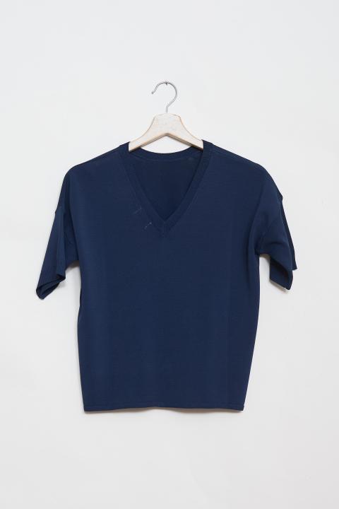 Maglia girocollo mezza manica blu - Primavera Estate 2026 | Brend
