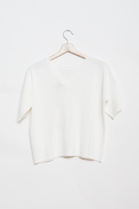 Maglia girocollo mezza manica crema - Primavera Estate 2026 | Brend