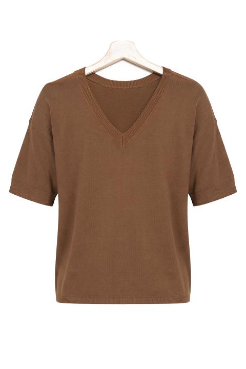 Maglia girocollo mezza manica toffee - Primavera Estate 2026 | Brend