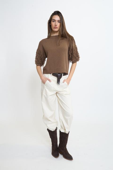 Maglia 1/2 manica frange camoscio - Primavera Estate 2026 | Brend