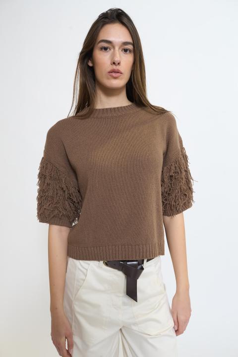 Maglia 1/2 manica frange camoscio - Primavera Estate 2026 | Brend