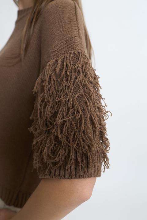 Maglia 1/2 manica frange camoscio - Primavera Estate 2026 | Brend