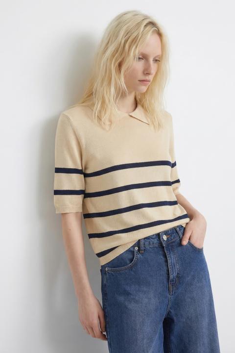 Maglia colletto polo crema/blu - Primavera Estate 2026 | Brend