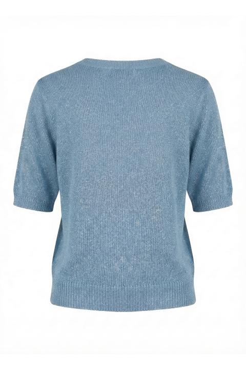 Maglia mezza manica lurex azzurro - Primavera Estate 2026 | Brend