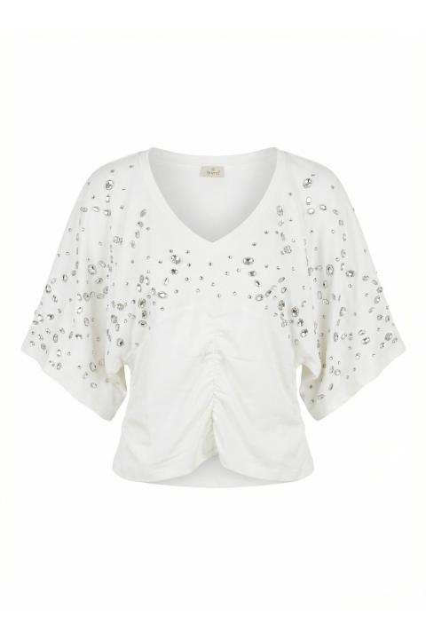 Maglia kimono strass bianco - Primavera Estate 2026 | Brend