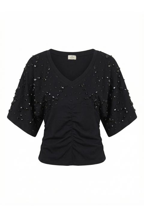 Maglia kimono strass nero - Primavera Estate 2026 | Brend