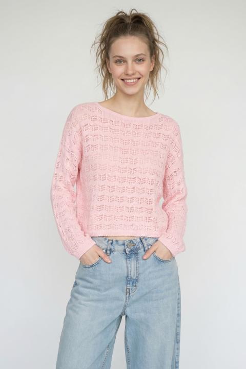 Maglia scollo barca traforata rosa - Primavera Estate 2026 | Brend