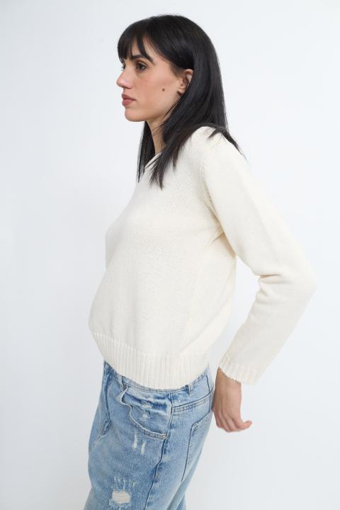 Maglia girocollo panna - Primavera Estate 2026 | Brend