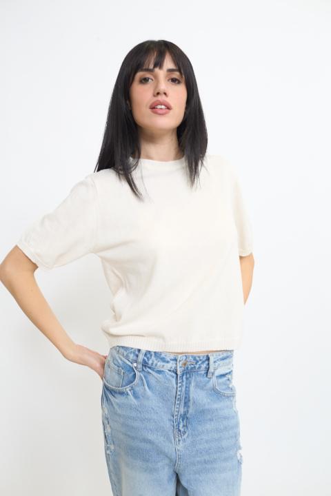 Maglia mezza manica panna - Primavera Estate 2026 | Brend