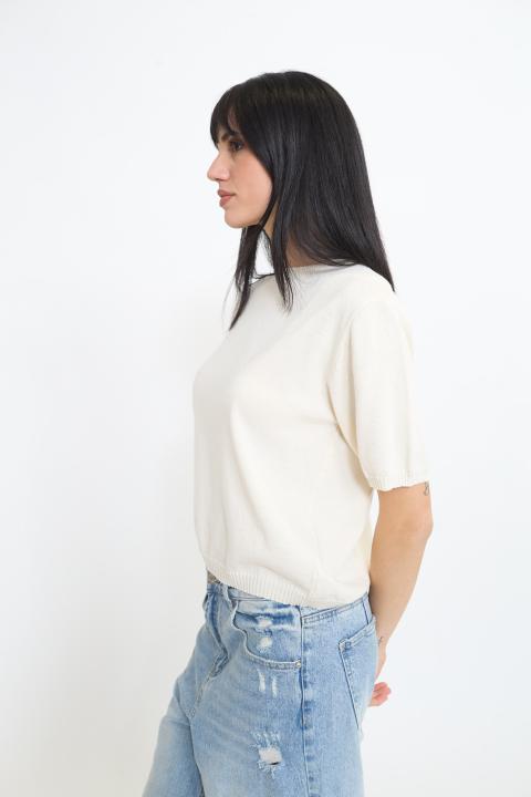 Maglia mezza manica panna - Primavera Estate 2026 | Brend