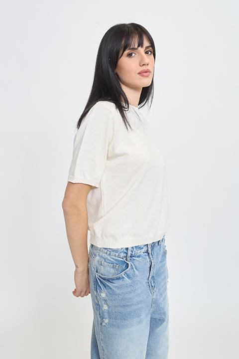 Maglia mezza manica panna - Primavera Estate 2026 | Brend