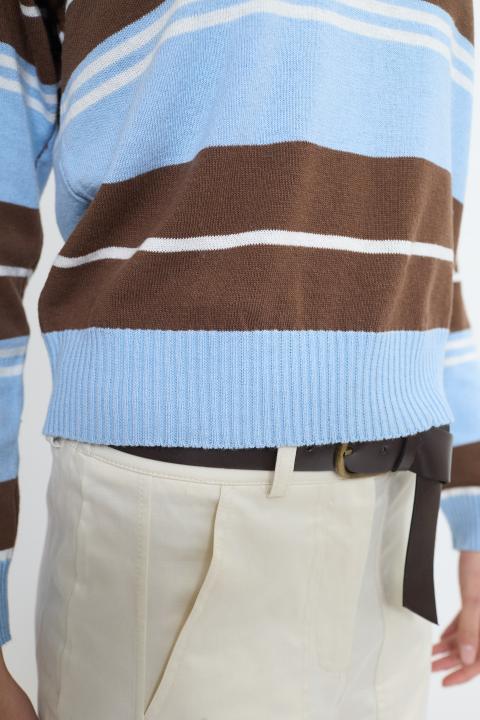 Maglia polo rigata rigo celeste - Primavera Estate 2026 | Brend