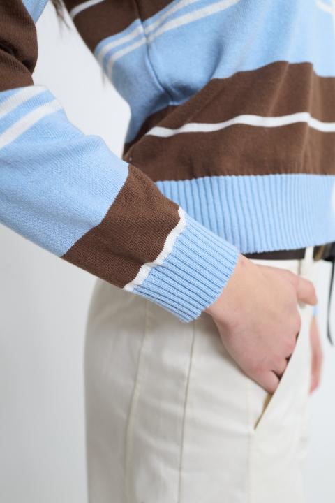 Maglia polo rigata rigo celeste - Primavera Estate 2026 | Brend