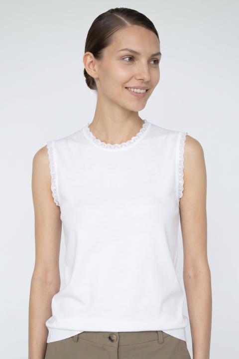Maglia smanicata pizzo bianco ottico - Primavera Estate 2026 | Brend