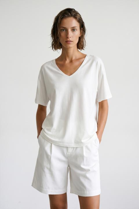 Maglia scollo V kimono bianco - Primavera Estate 2026 | Brend
