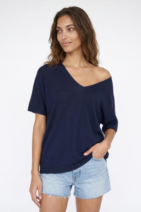 Maglia scollo V kimono blu - Primavera Estate 2026 | Brend
