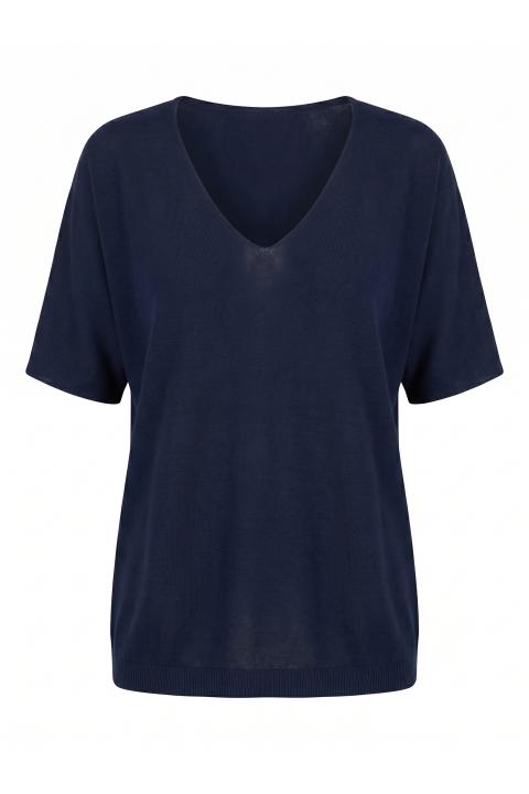 Maglia scollo V kimono blu - Primavera Estate 2026 | Brend