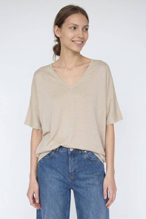 Maglia scollo V kimono naturale - Primavera Estate 2026 | Brend