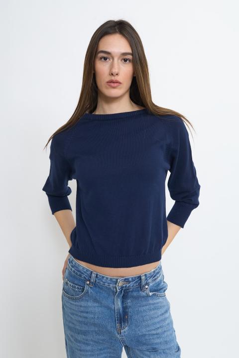 Maglia paricollo raglan blu - Primavera Estate 2026 | Brend