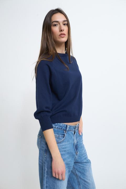 Maglia paricollo raglan blu - Primavera Estate 2026 | Brend