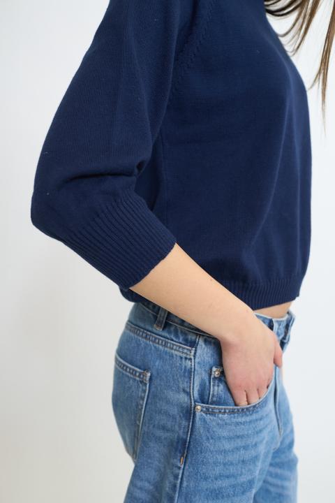 Maglia paricollo raglan blu - Primavera Estate 2026 | Brend