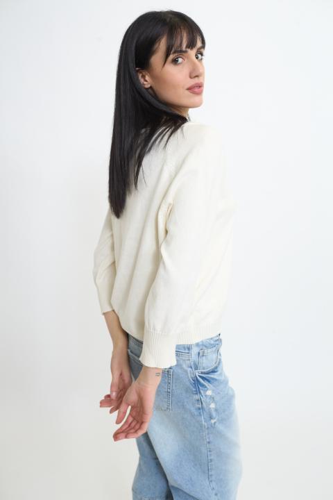 Maglia paricollo raglan burro - Primavera Estate 2026 | Brend