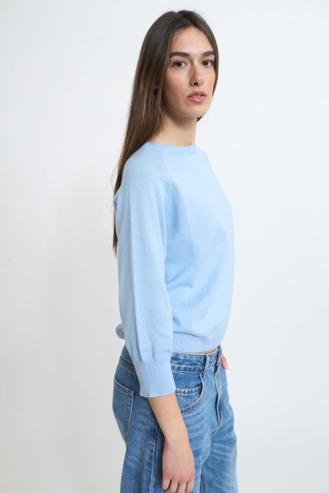 Maglia paricollo raglan celeste - Primavera Estate 2026 | Brend