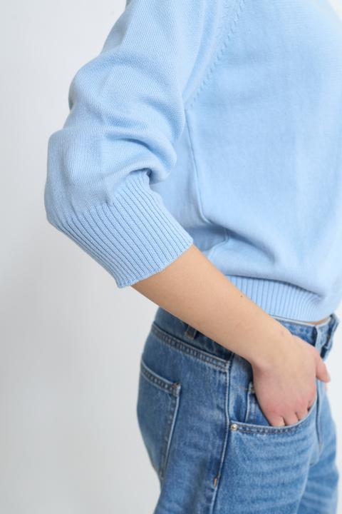 Maglia paricollo raglan celeste - Primavera Estate 2026 | Brend