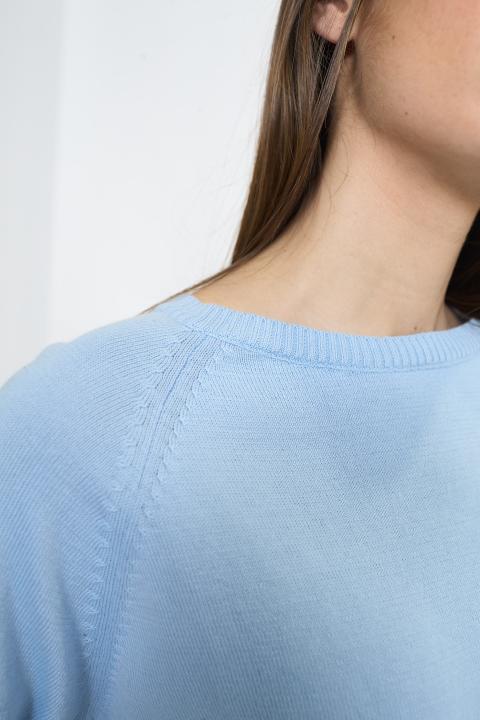 Maglia paricollo raglan celeste - Primavera Estate 2026 | Brend