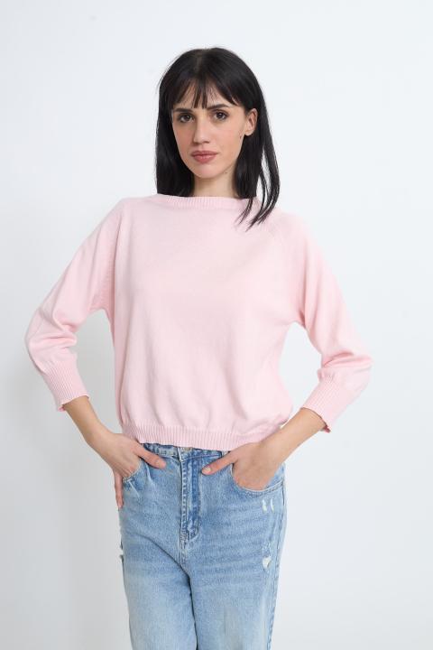 Maglia paricollo raglan rosa - Primavera Estate 2026 | Brend