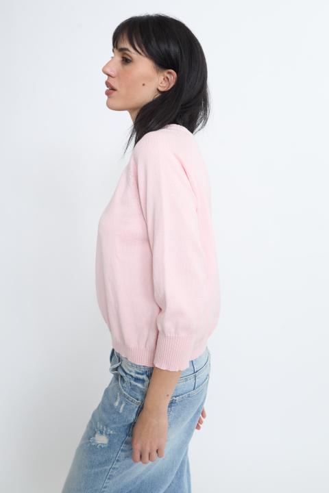 Maglia paricollo raglan rosa - Primavera Estate 2026 | Brend