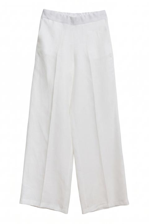 Pantalone palazzo lino bianco - Primavera Estate 2026 | Brend
