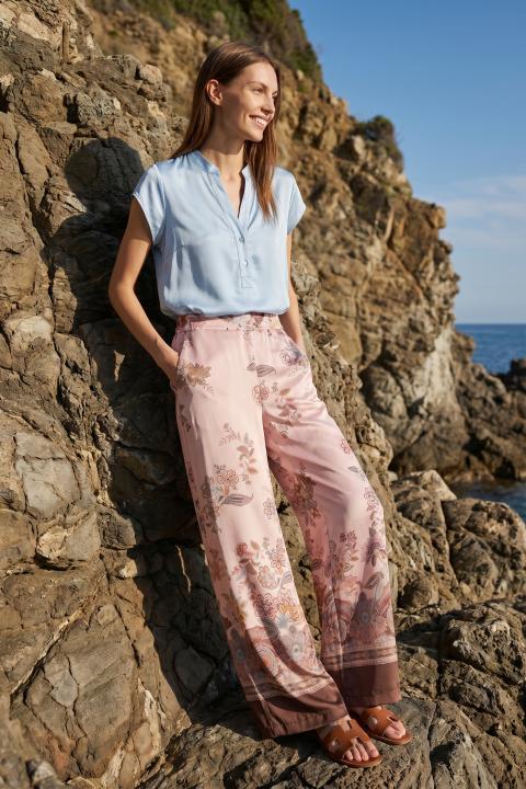Pantalone palazzo fantasia paisley rosa/celeste - Primavera Estate 2026 | Brend