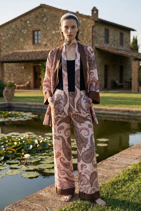 Pantalone palazzo fantasia paisley rosa/moro - Primavera Estate 2026 | Brend