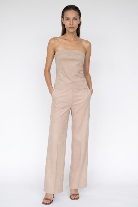 Pantalone palazzo elastico dietro beige - Primavera Estate 2026 | Brend